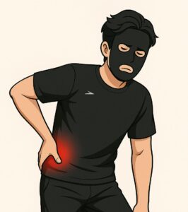 腰が痛いブラック太郎