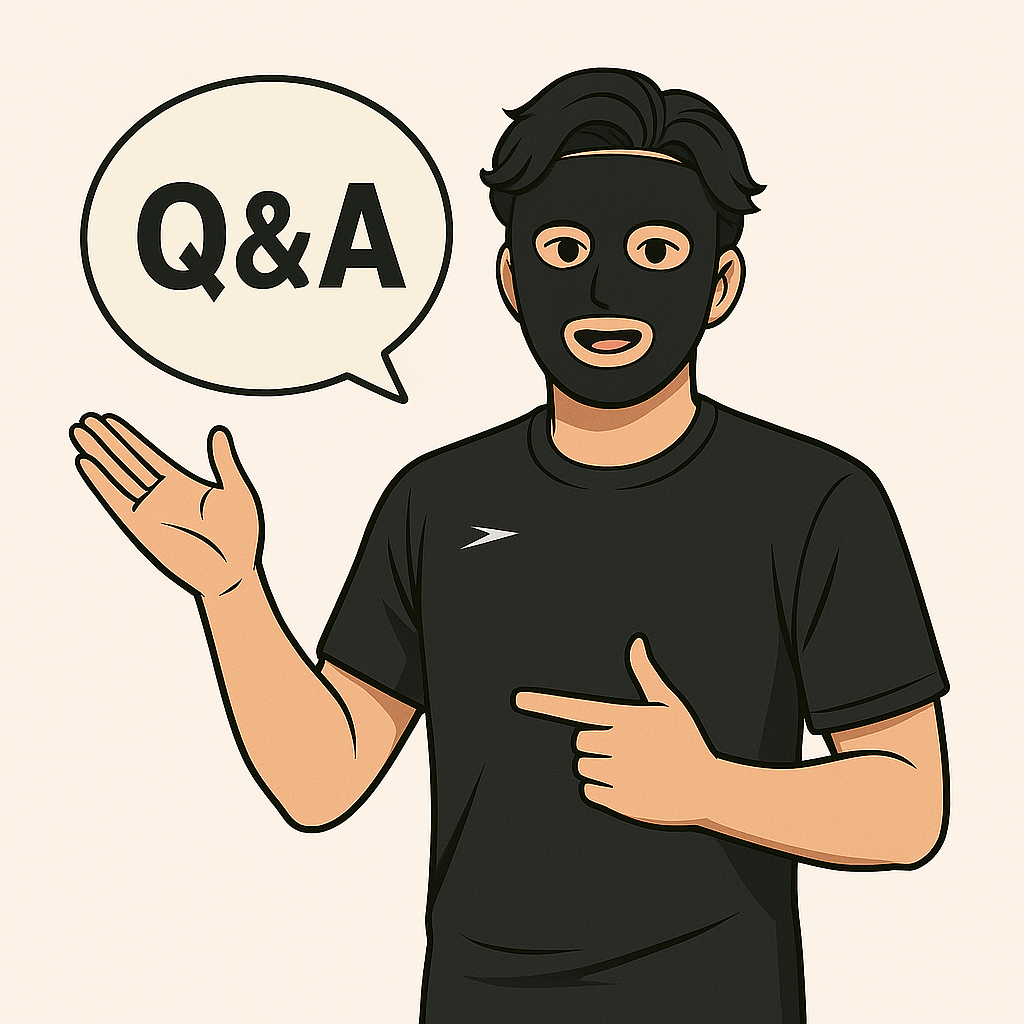 Q&Aを説明するブラック太郎