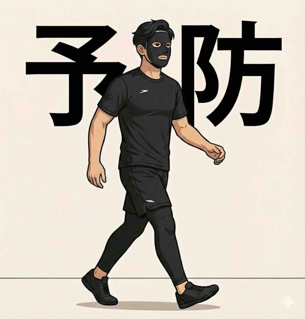 腰痛予防を啓蒙するブラック太郎