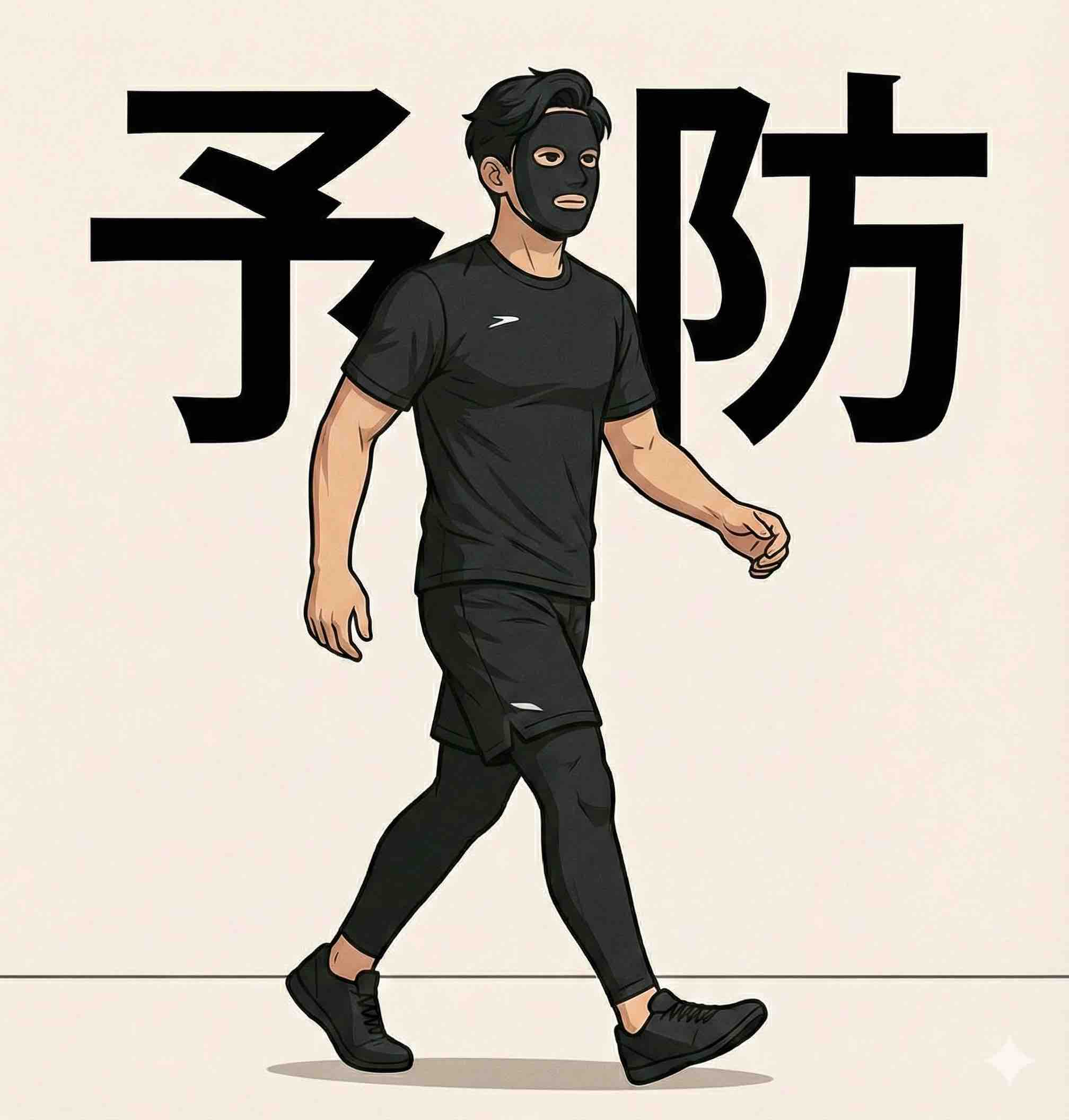 腰痛予防を啓蒙するブラック太郎