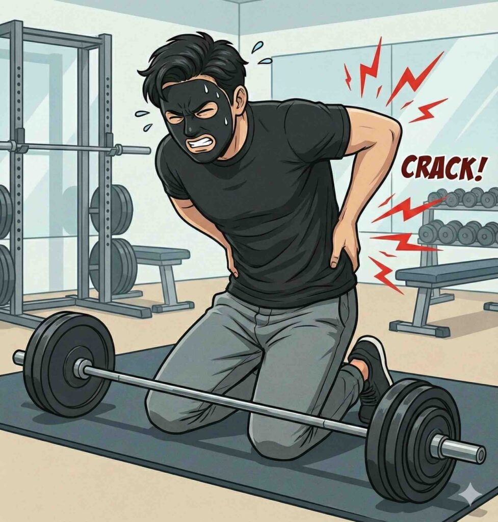 筋トレで腰痛になったブラック太郎