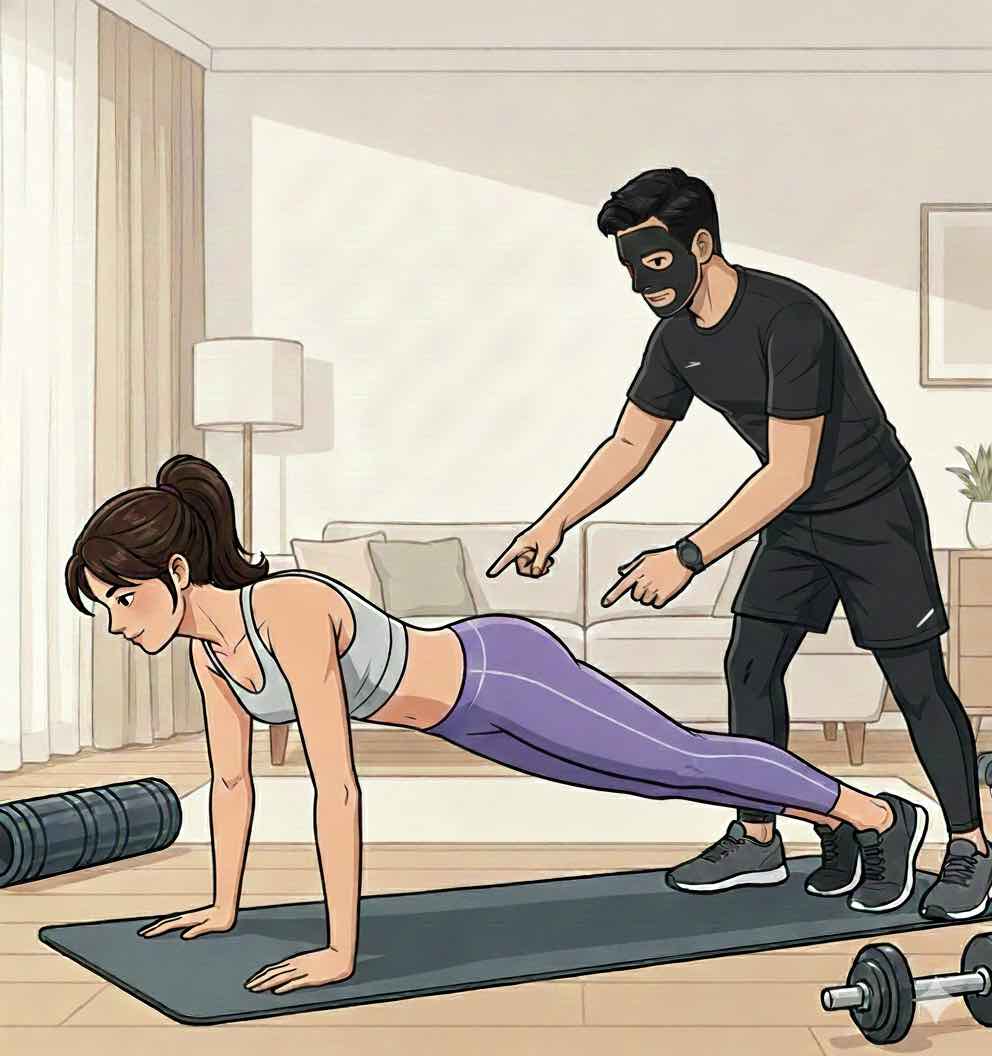 腰痛クライアントに体幹トレーニングを指導する