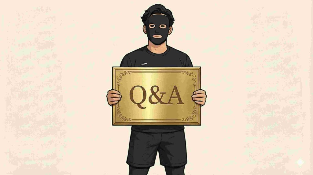 Q&Aの看板を持つブラック太郎