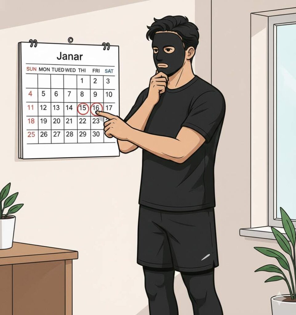 カレンダーを確認するブラック太郎