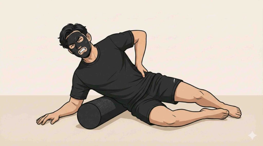 ストレッチポールで腰痛になるブラック太郎