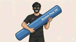 ストレッチポールを持っているブラック太郎