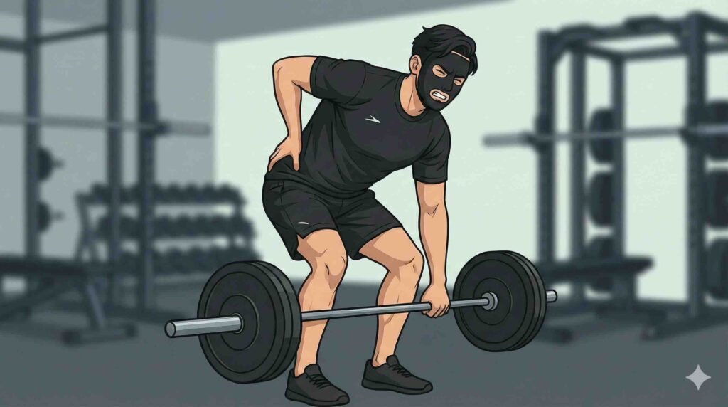 デットリフトで腰を痛めるブラック太郎