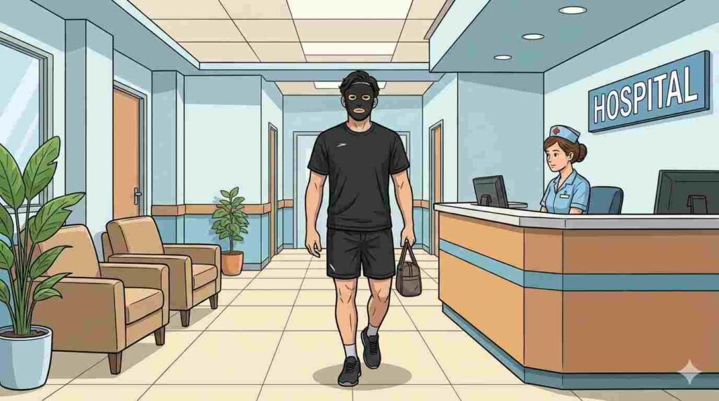 病院に行くブラック太郎