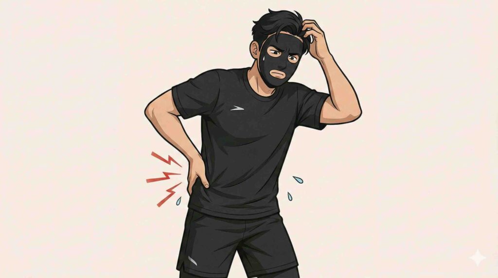 腰痛の原因を考えるブラック太郎