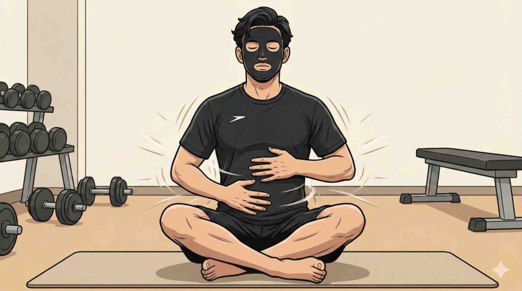 腹式呼吸をするブラック太郎