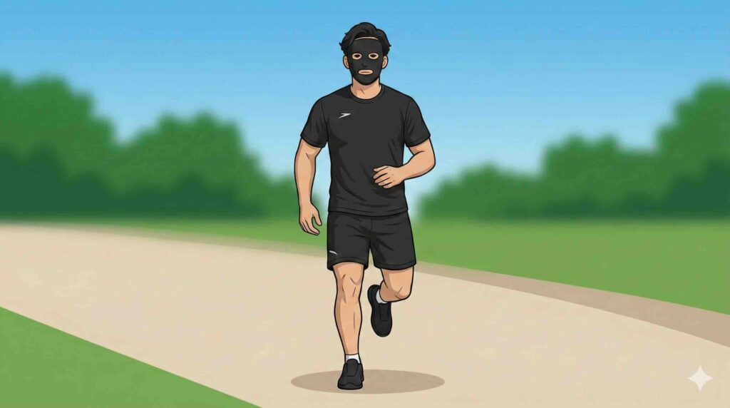 軽いジョギングをするブラック太郎