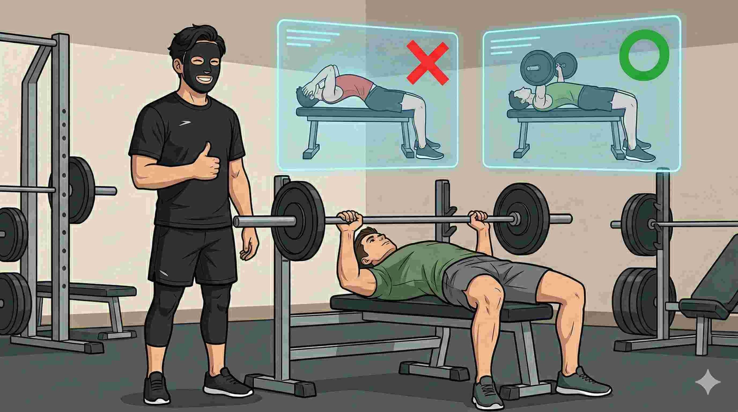 ベンチプレスの正しいフォームをチェックするブラック太郎②