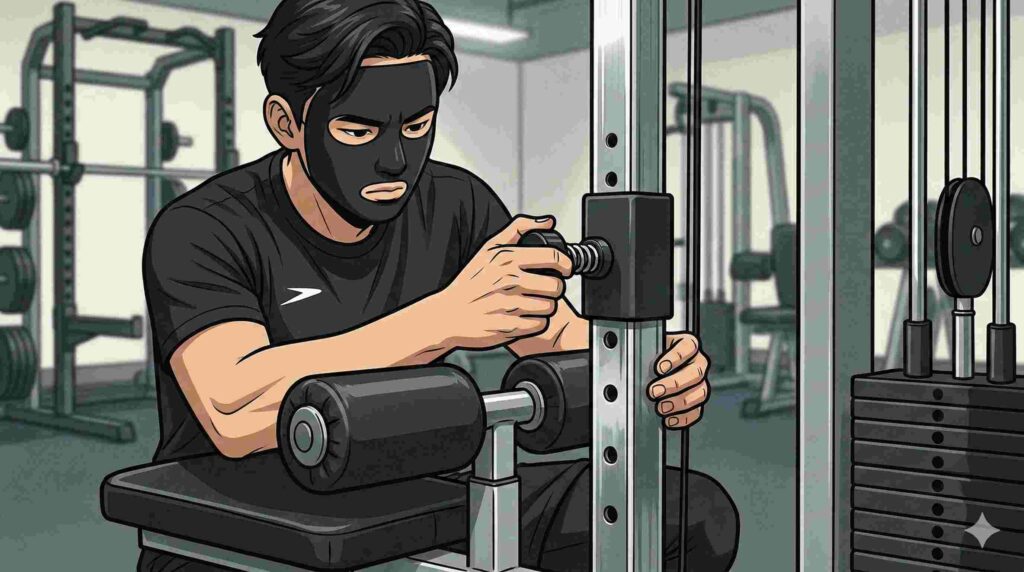 ラットプルダウンでセットアップするブラック太郎