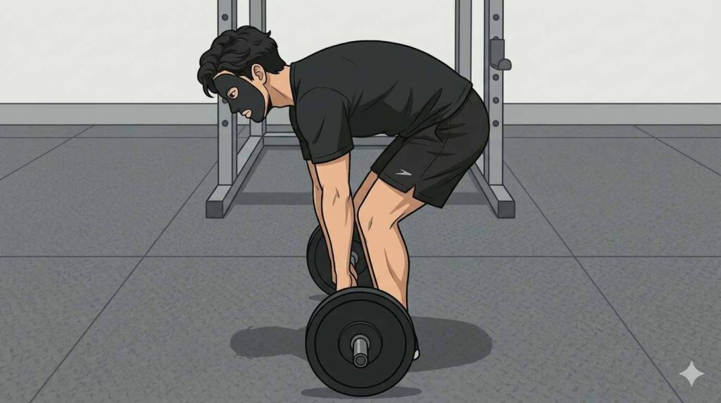 床からデッドリフトして腰が曲がるブラック太郎