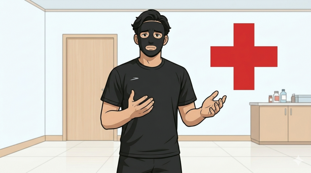 いますぐ受診した方がいいと説得するブラック太郎