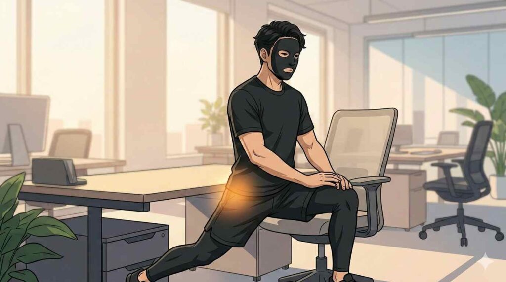 腸腰筋をストレッチするブラック太郎