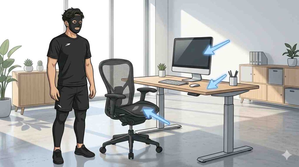 デスクワーク環境を整えるブラック太郎