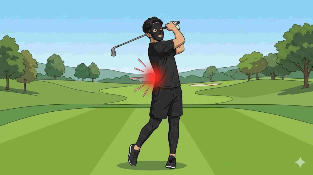 ゴルフのスイングで腰痛になるブラック太郎