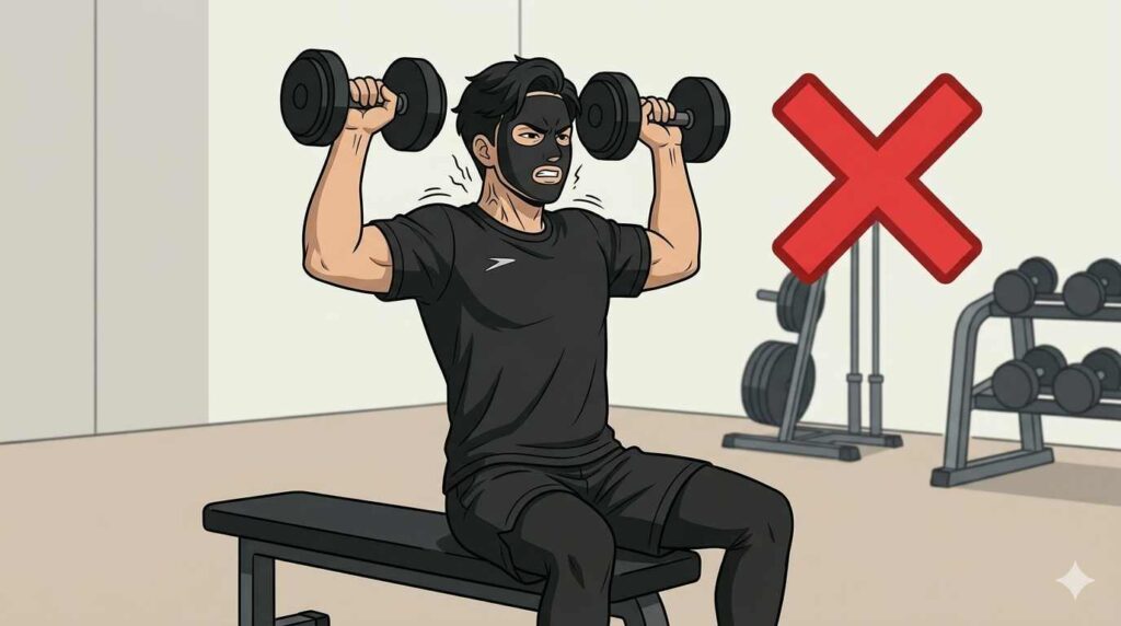 ショルダープレスをやりすぎて逆に肩こりになるブラック太郎