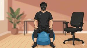 バランスボールとブラック太郎