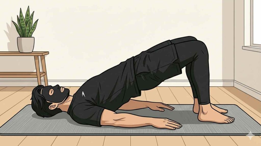 ヒップリフトをするブラック太郎