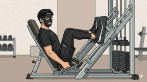 レッグプレスをするブラック太郎