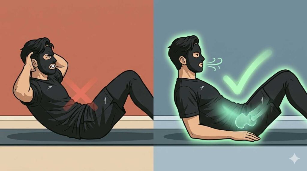 上体起こしで腰痛になるブラック太郎