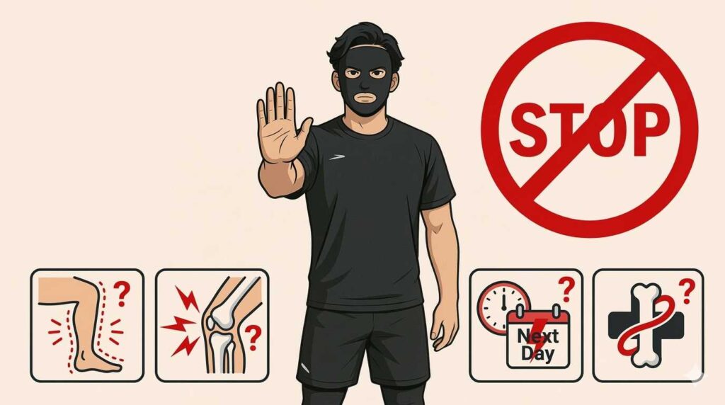 中止基準を伝えるブラック太郎