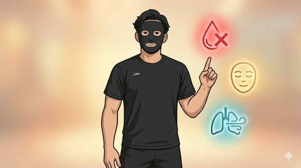 体のサインを示すブラック太郎