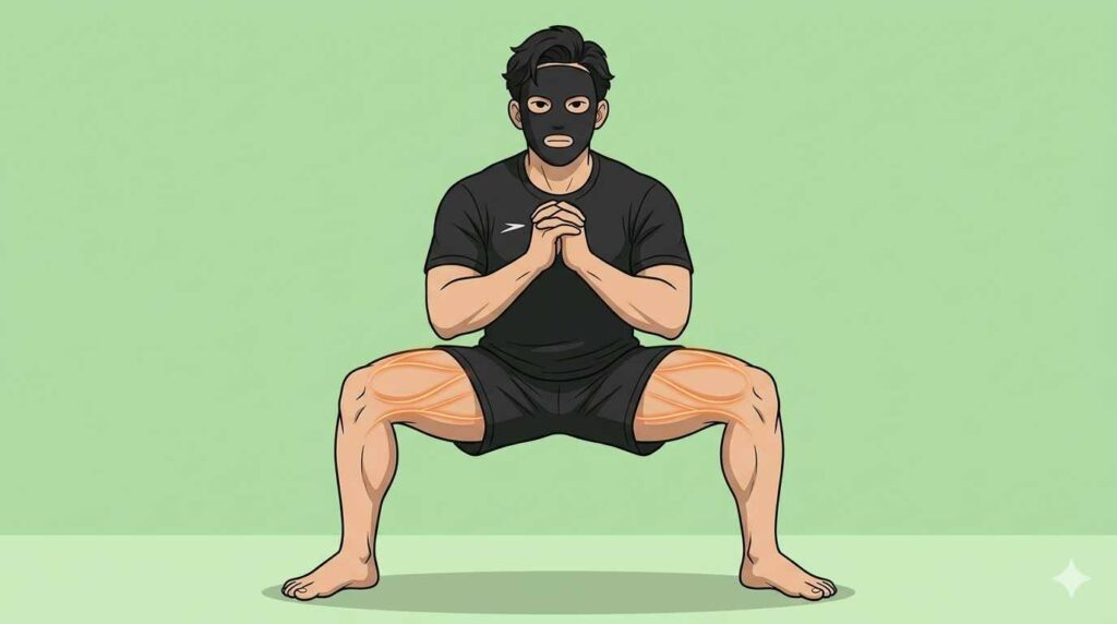 内転筋をワイドスクワットで鍛えるブラック太郎