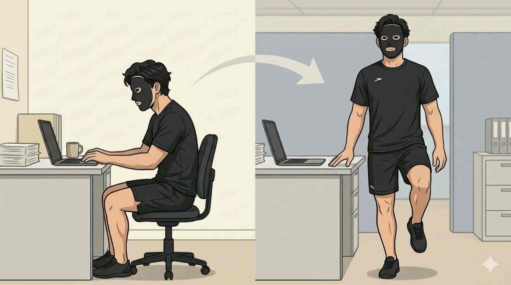 日常で腸腰筋を固くしない工夫を伝えるブラック太郎