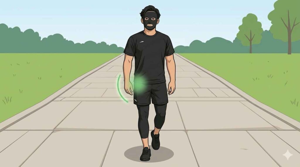 歩く時に中臀筋の意識をするブラック太郎