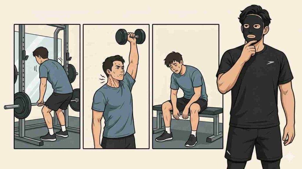 筋トレで肩こりが悪化する3つのパターンを示すブラック太郎