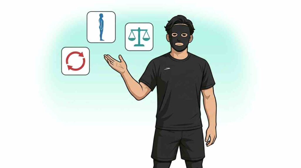 筋トレで肩こりが改善される3つのメカニズムを示すブラック太郎