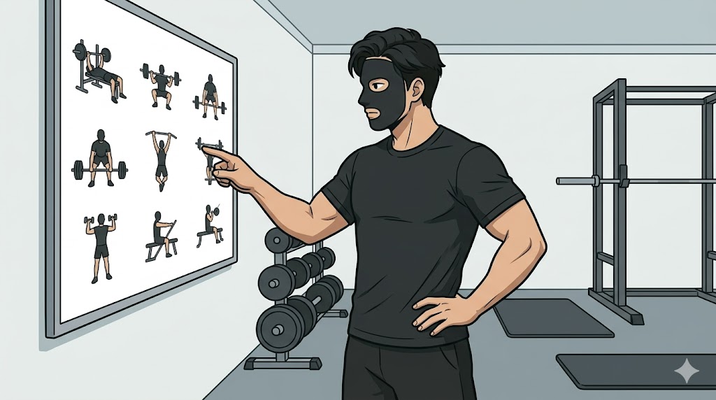 筋トレメニューを選ぶブラック太郎