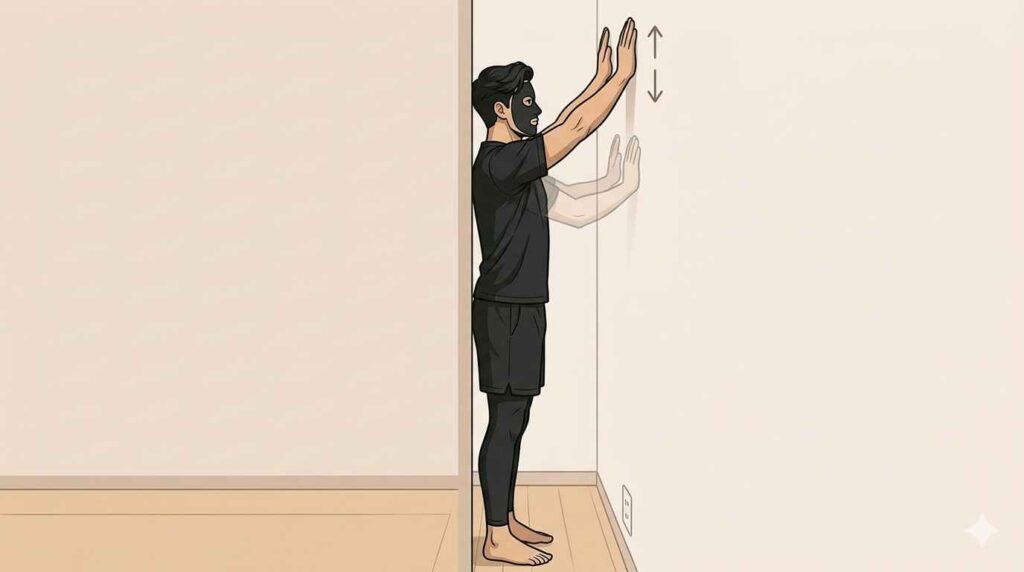 肩こり改善のために筋トレをするブラック太郎