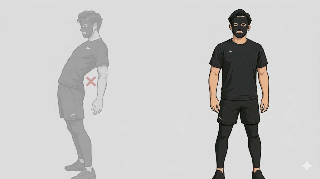 腰痛で避けたい動きを示すブラックと太郎