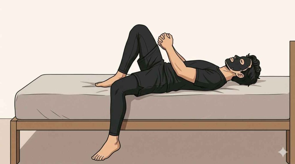 腸腰筋の硬さをチェックするブラック太郎