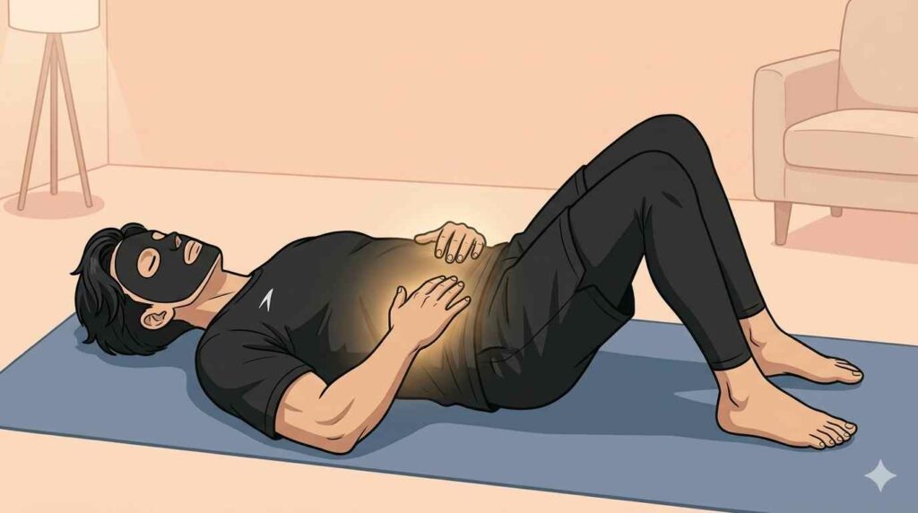 腹圧をチェックするブラック太郎