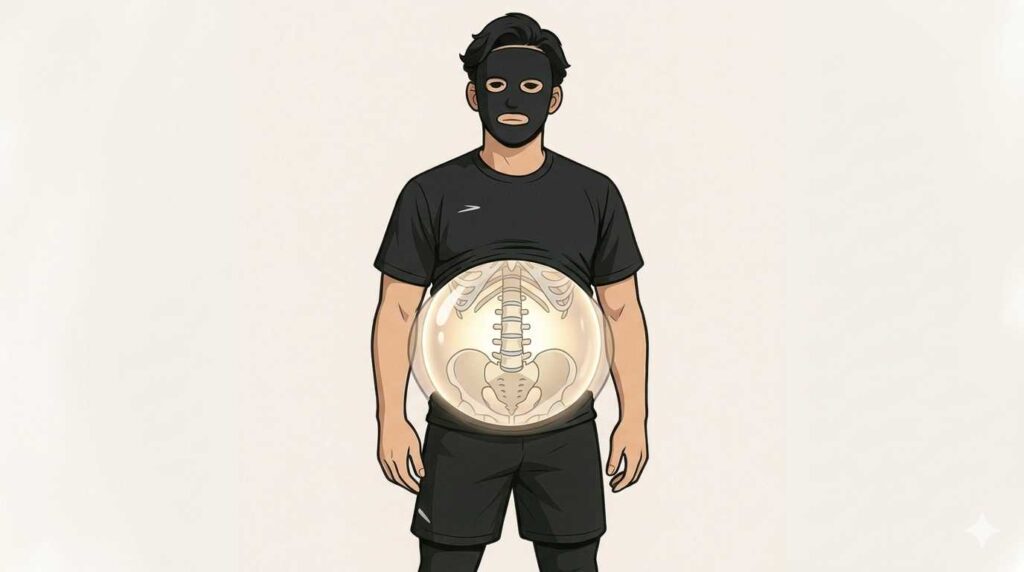 腹圧を入れるブラック太郎