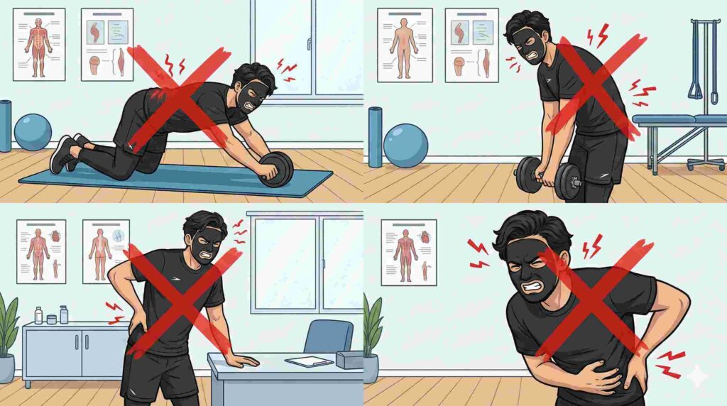 腹筋ローラーで腰痛になるブラック太郎