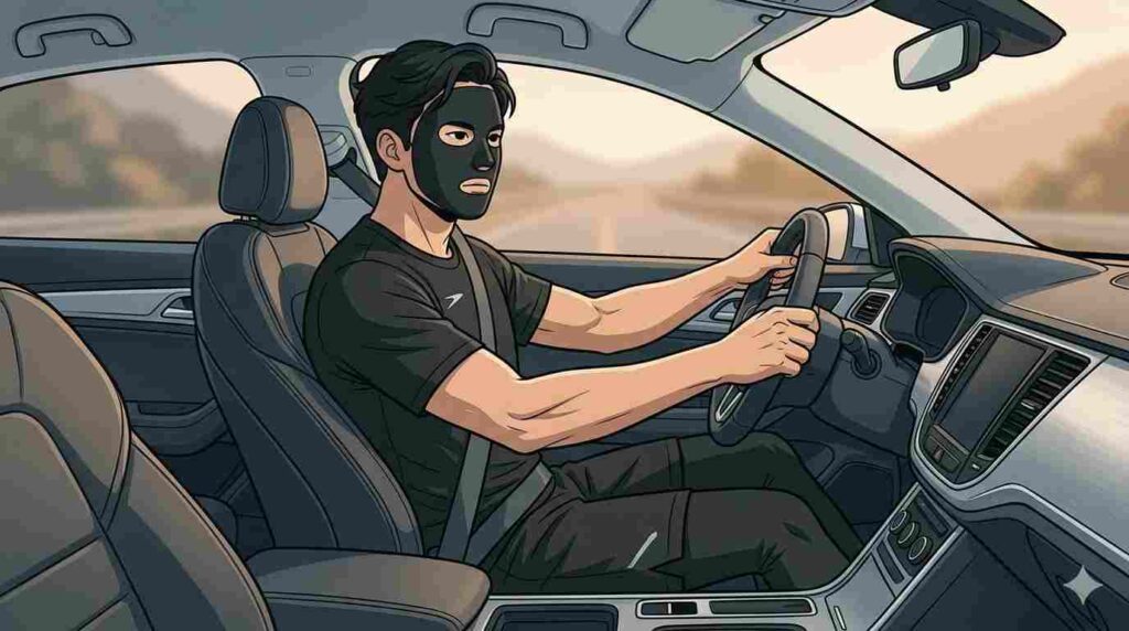 長距離の運転をするブラック太郎