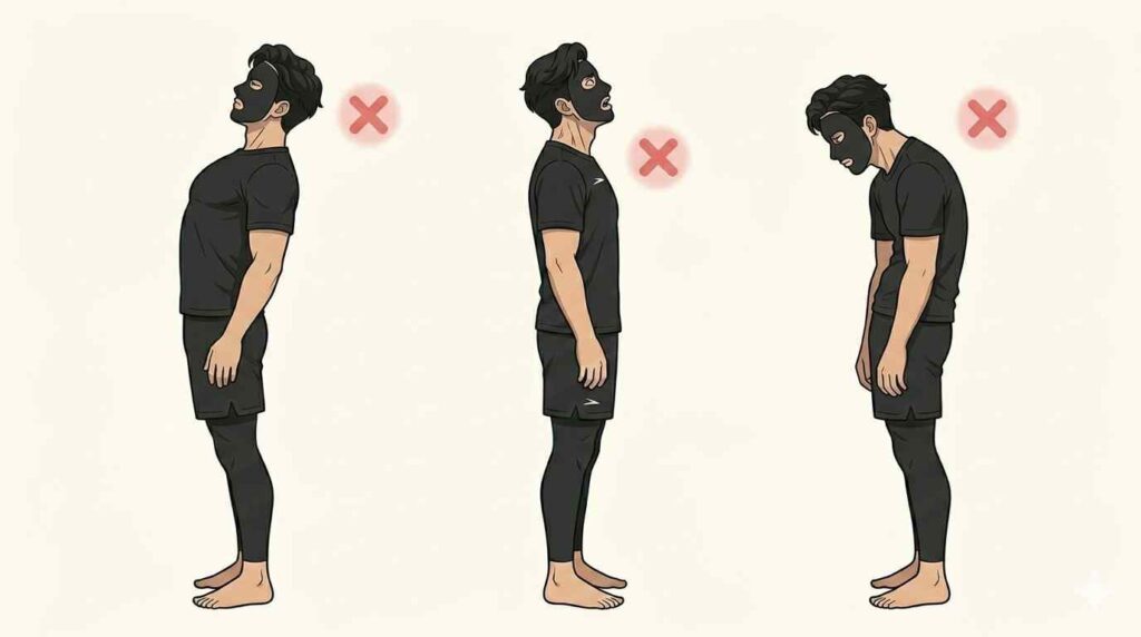 間違った姿勢を示すブラック太郎