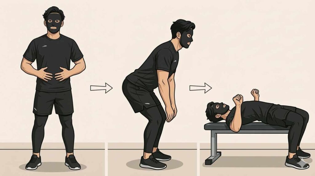 骨盤の前傾を止める方法を示す示すブラック太郎