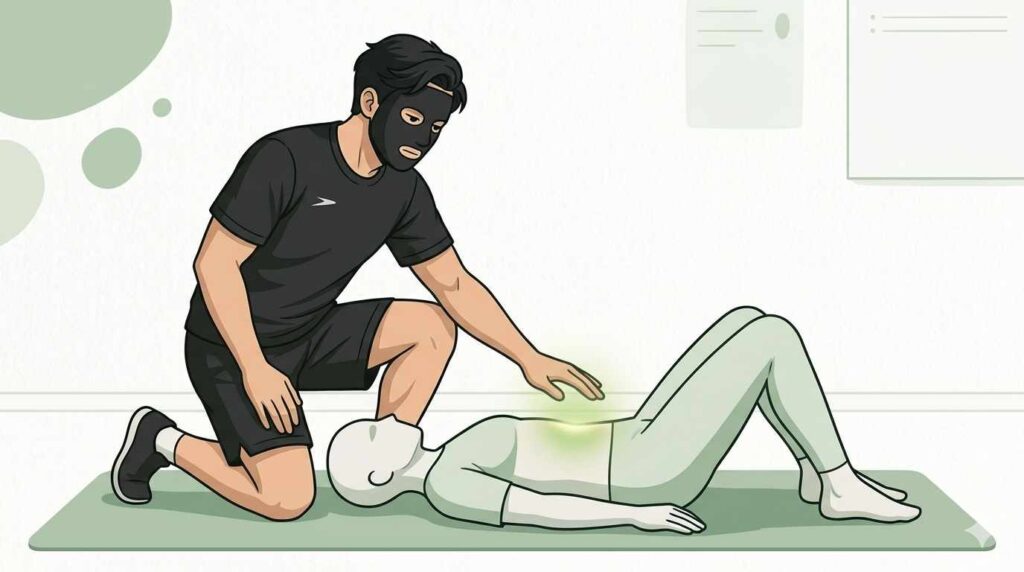 骨盤理解のセルフチェックを示すブラック太郎