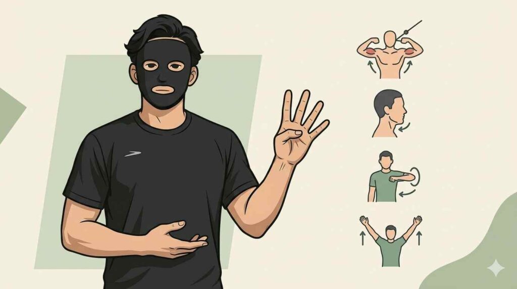 あなたに合う肩こり改善筋トレを示すブラック太郎