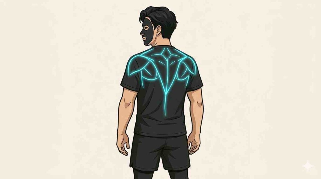 ダンベルで肩こりが解消するメカニズムを示すブラック太郎