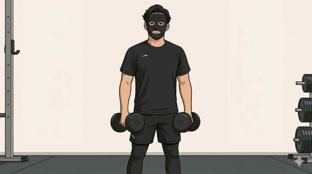 ダンベル筋トレで肩こりが改善したブラック太郎.