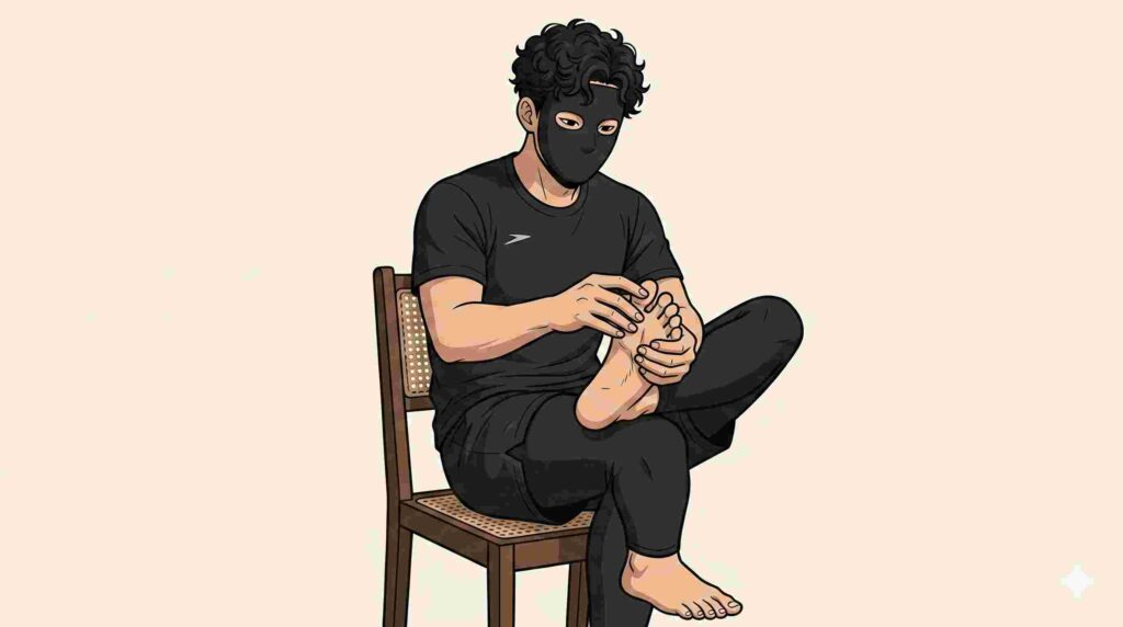 外反母趾の進行を自力で抑える方法を示すブラック太郎