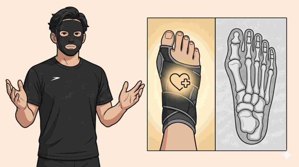 外反母趾はサポーターで治るかを示すブラック太郎